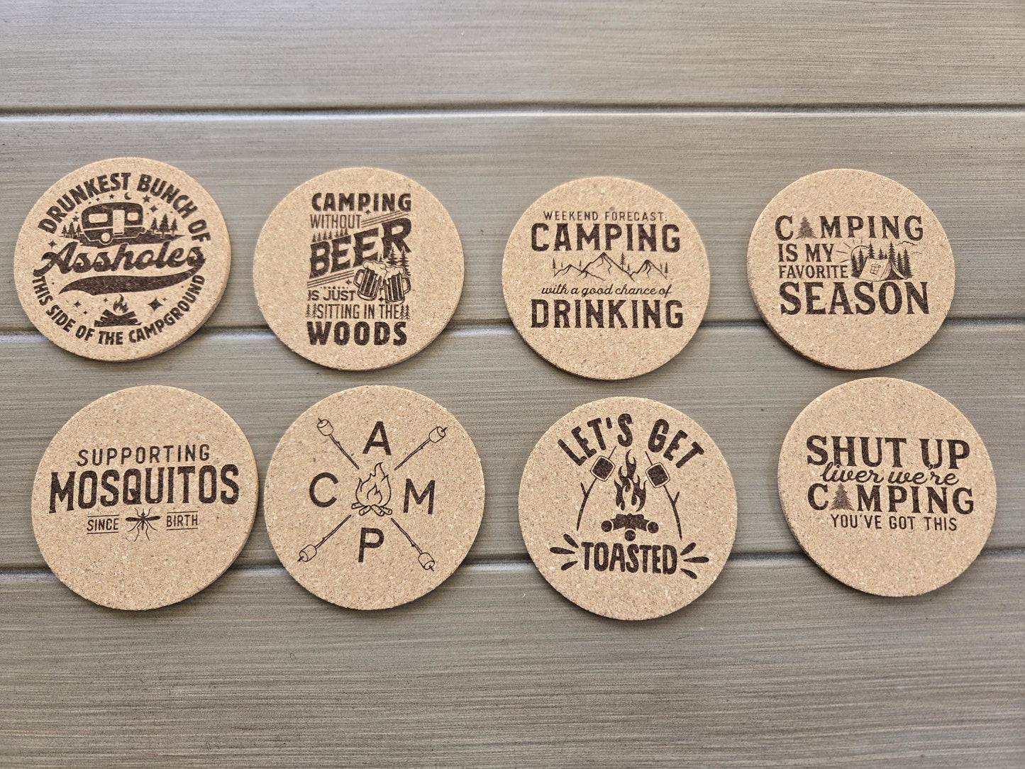 8 Pack of Funny Camping Coasters