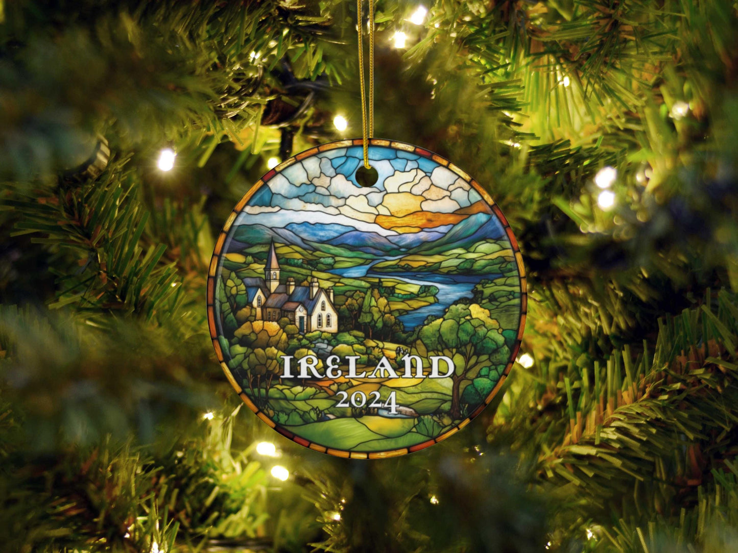 Ireland Faux Stained Glass Ornament