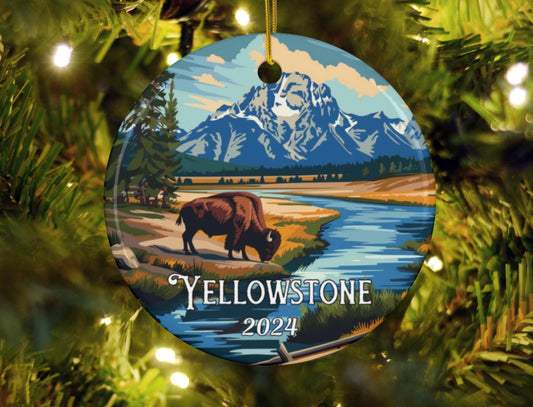 Yellowstone Illustrated Christmas Ornament