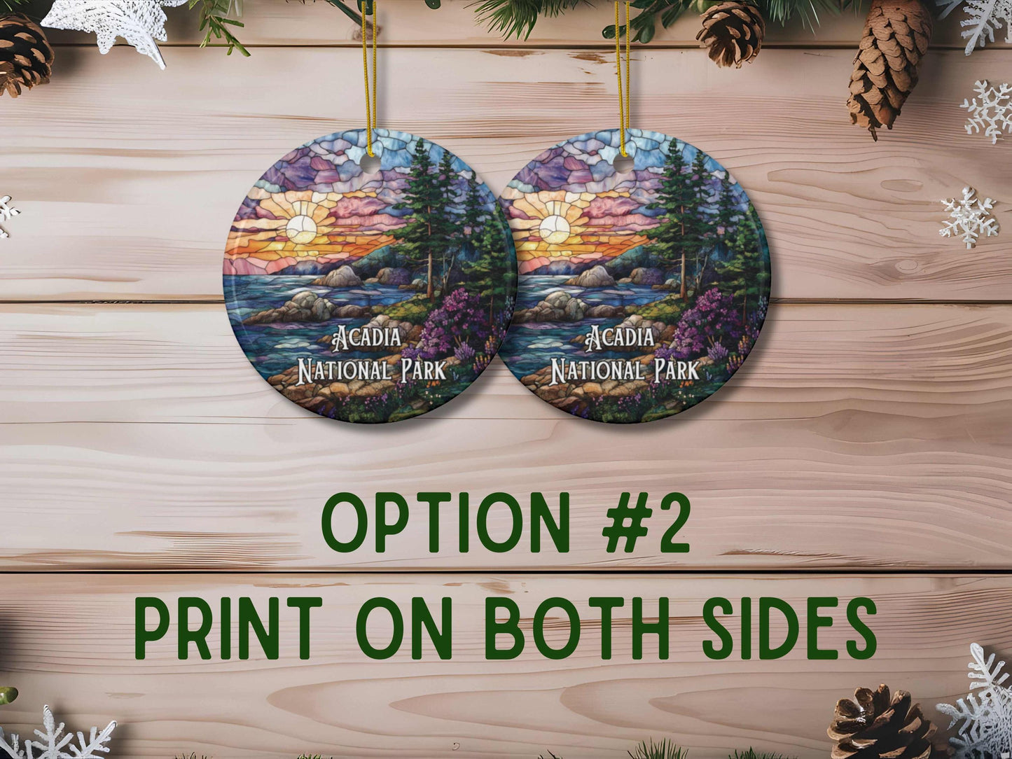Acadia National Park Faux Stained Glass Ornament