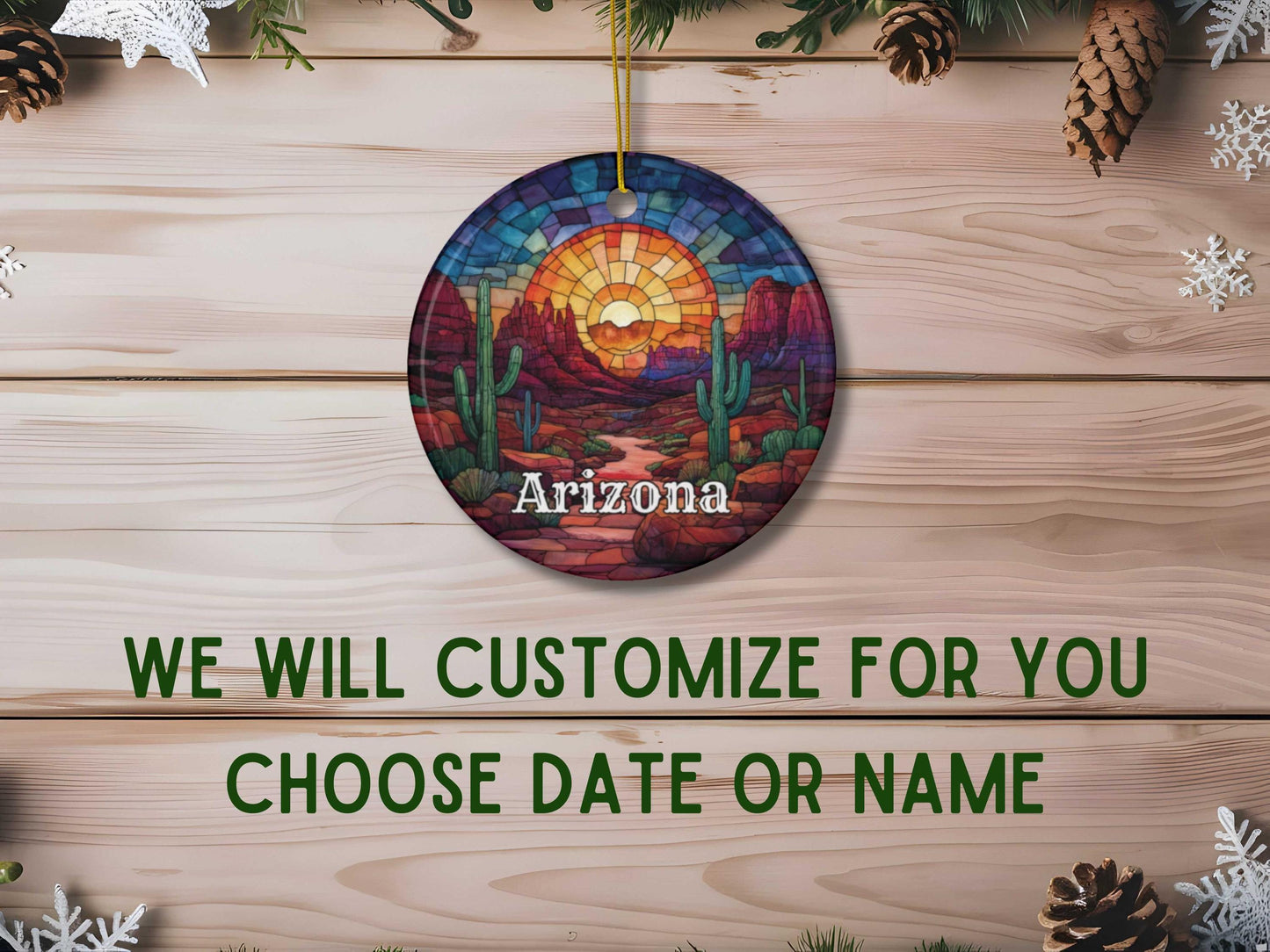 Arizona Desert Faux Stained Glass Ornament