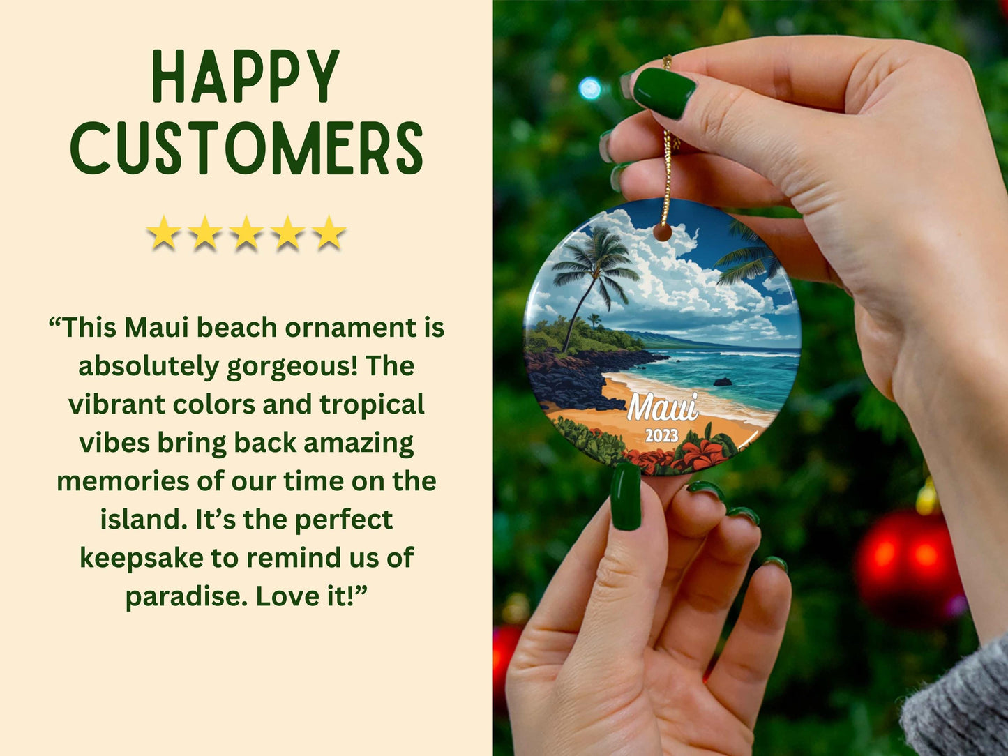 Maui Hawaii Illustrated Ornament