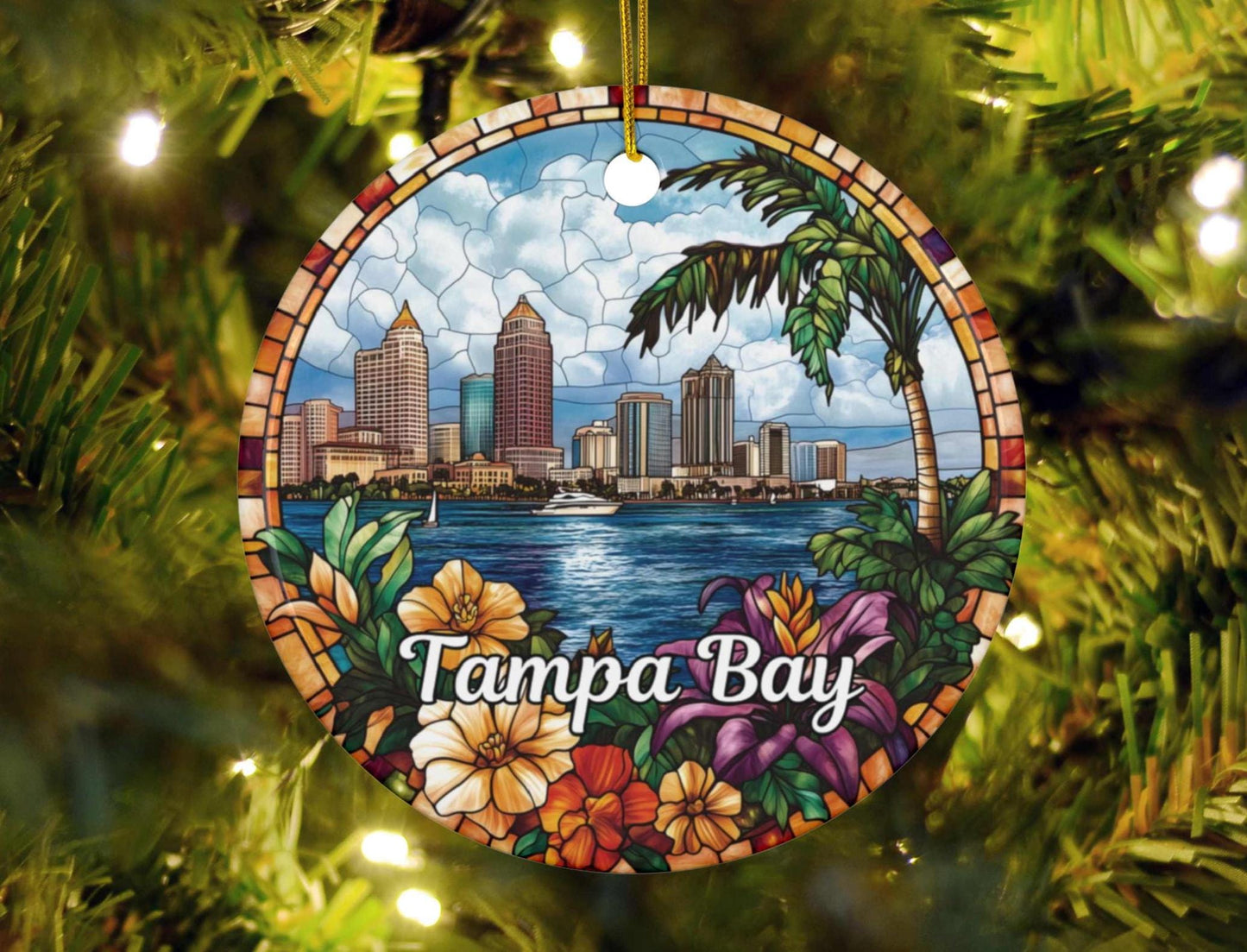 Tampa Bay Stained Glass Style Ornament