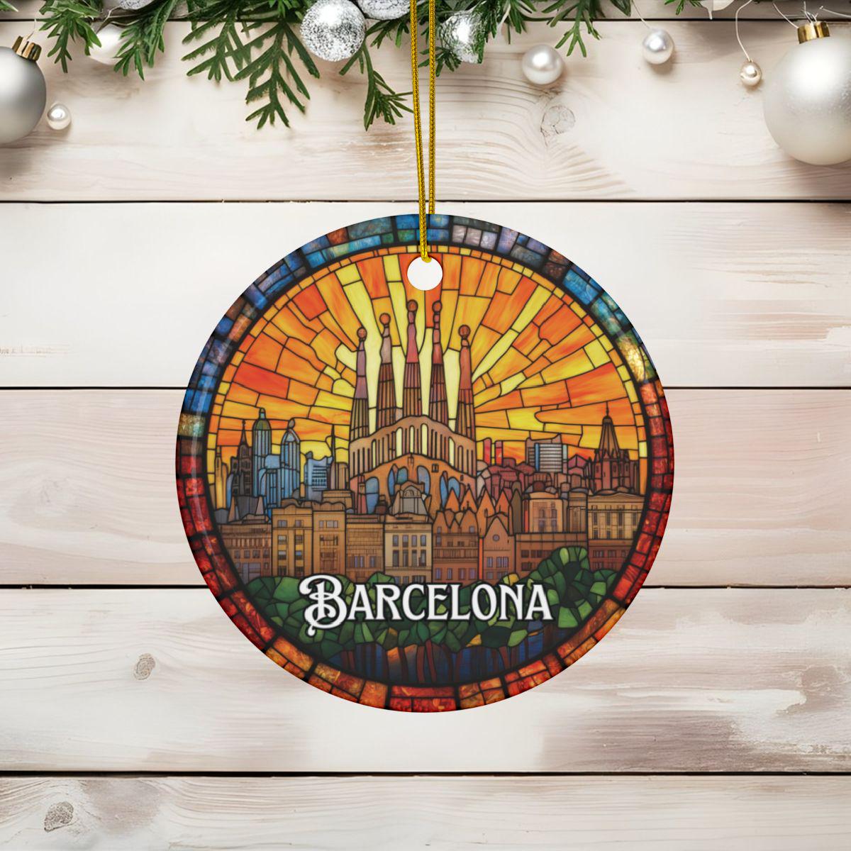 Barcelona Stained Glass Style Ornament