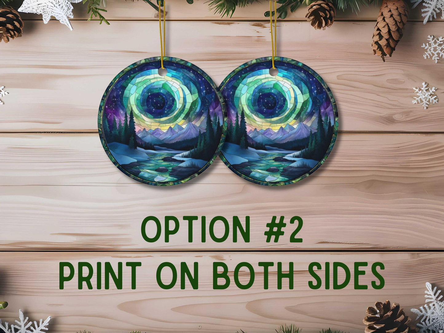 Northern Lights Stained Glass Style Christmas Ornament