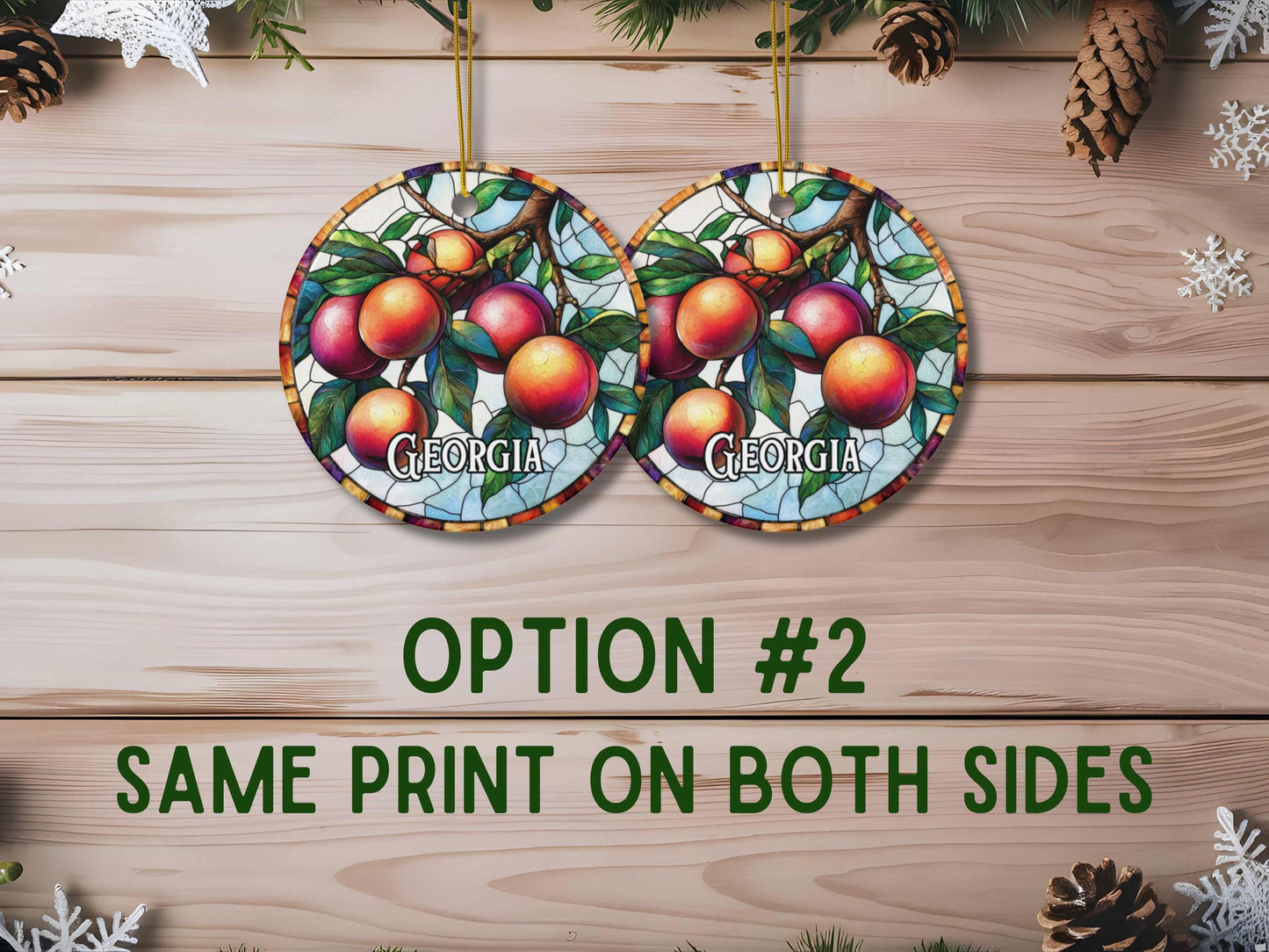 Georgia Peach Faux Stained Glass Ornament