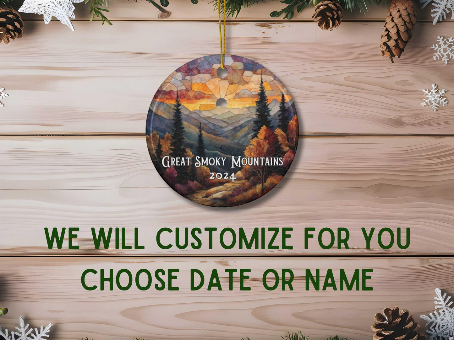 Great Smoky Mountains National Park Stained Glass Style Ornament