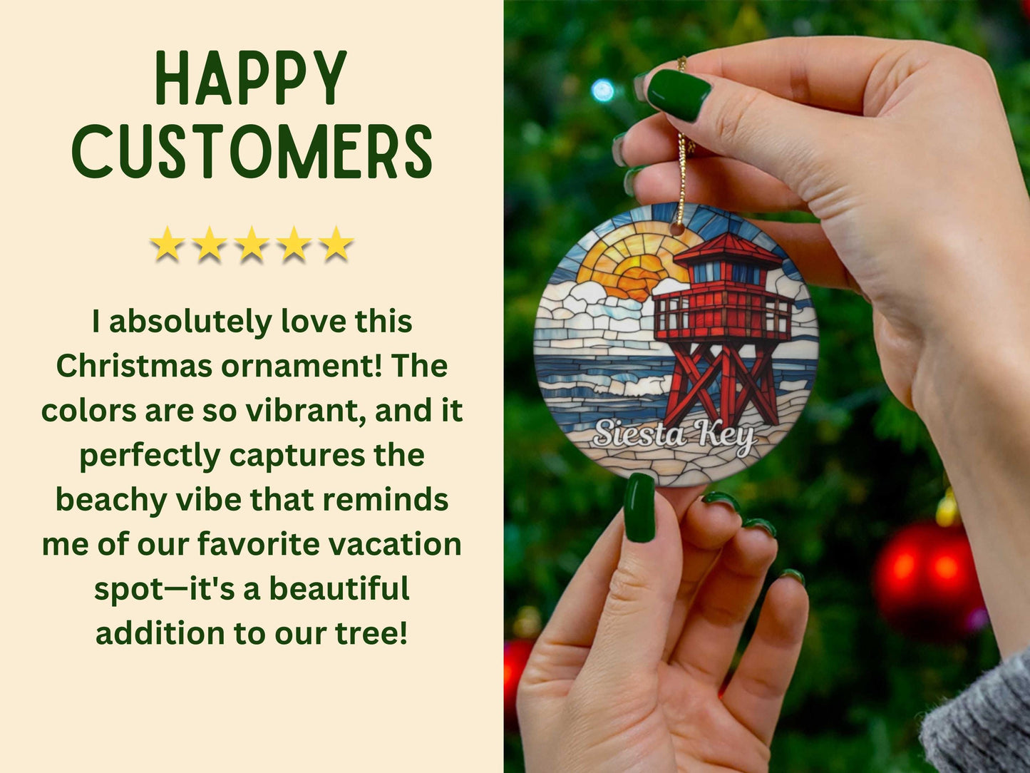 Siesta Key Florida Ceramic Ornament