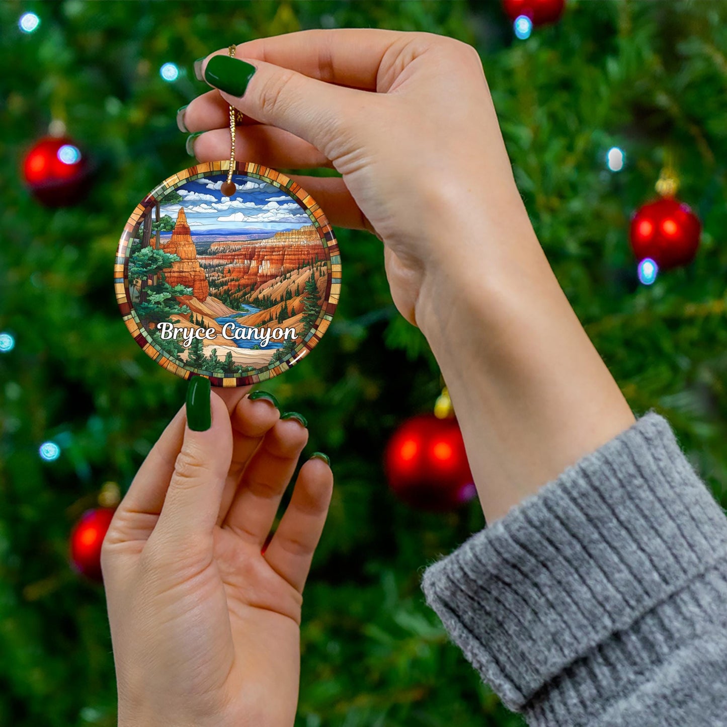 Bryce Canyon Stained Glass Style Christmas Ornament, National Parks Collection