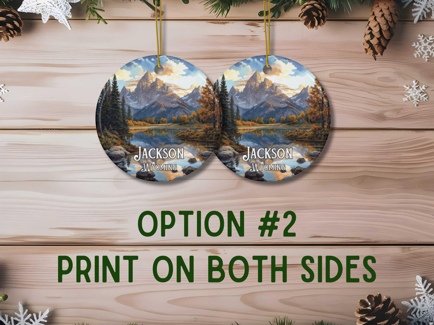 Jackson Wyoming Illustrated Christmas Ornament