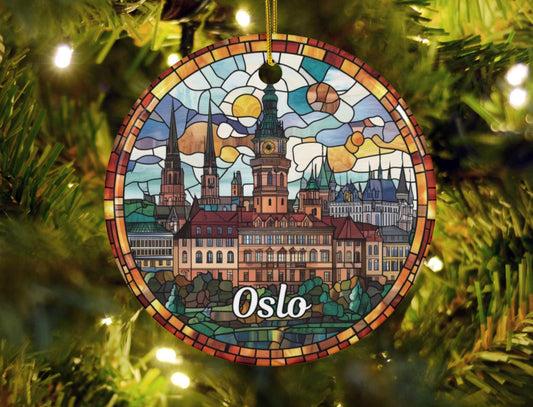 Oslo Norway Stained Glass Style Ornament