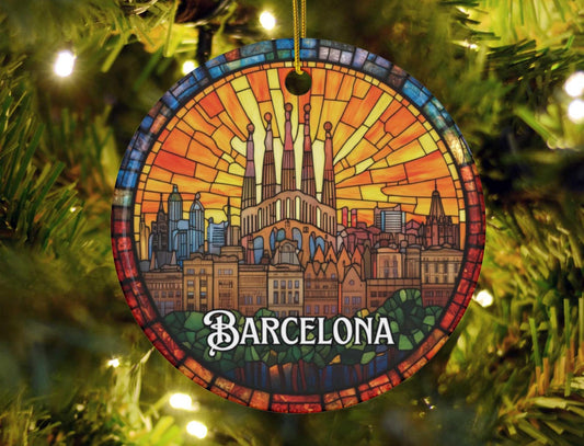 Barcelona Stained Glass Style Ornament