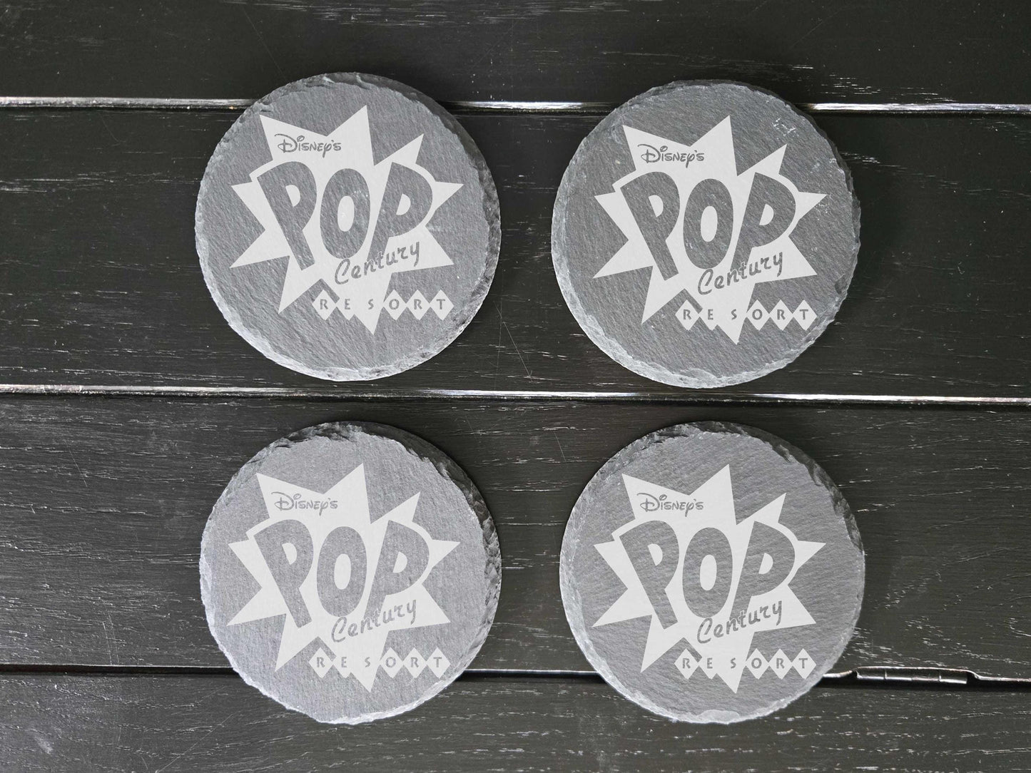 Disney's Pop Century Resort Set Slate Drink Coasters
