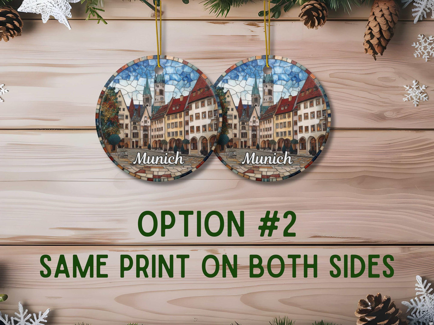 Munich Germany Stained Glass Style Ornament