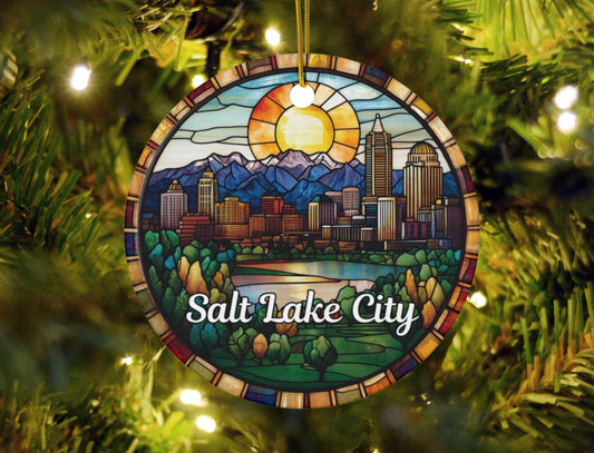 Salt Lake City Faux Stained Glass Ornament