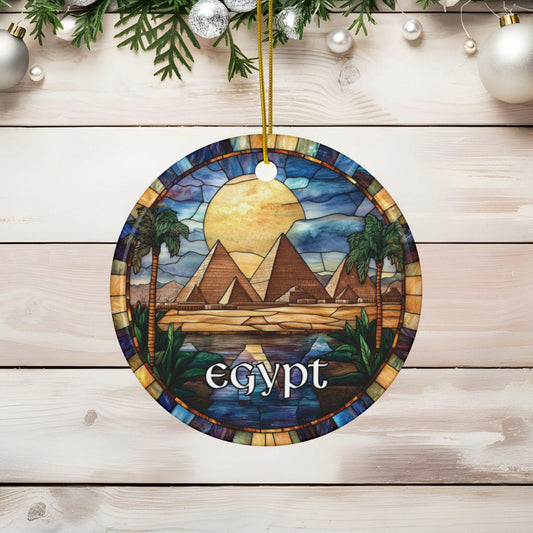Pyramids of Giza Egypt Stained Glass Style Christmas Ornament