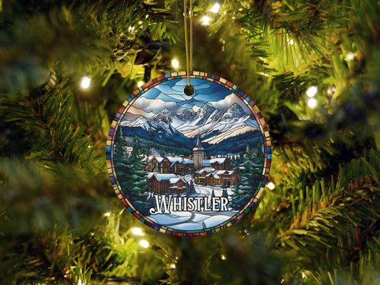 Whistler British Columbia Illustrated Stained Glass Ornament