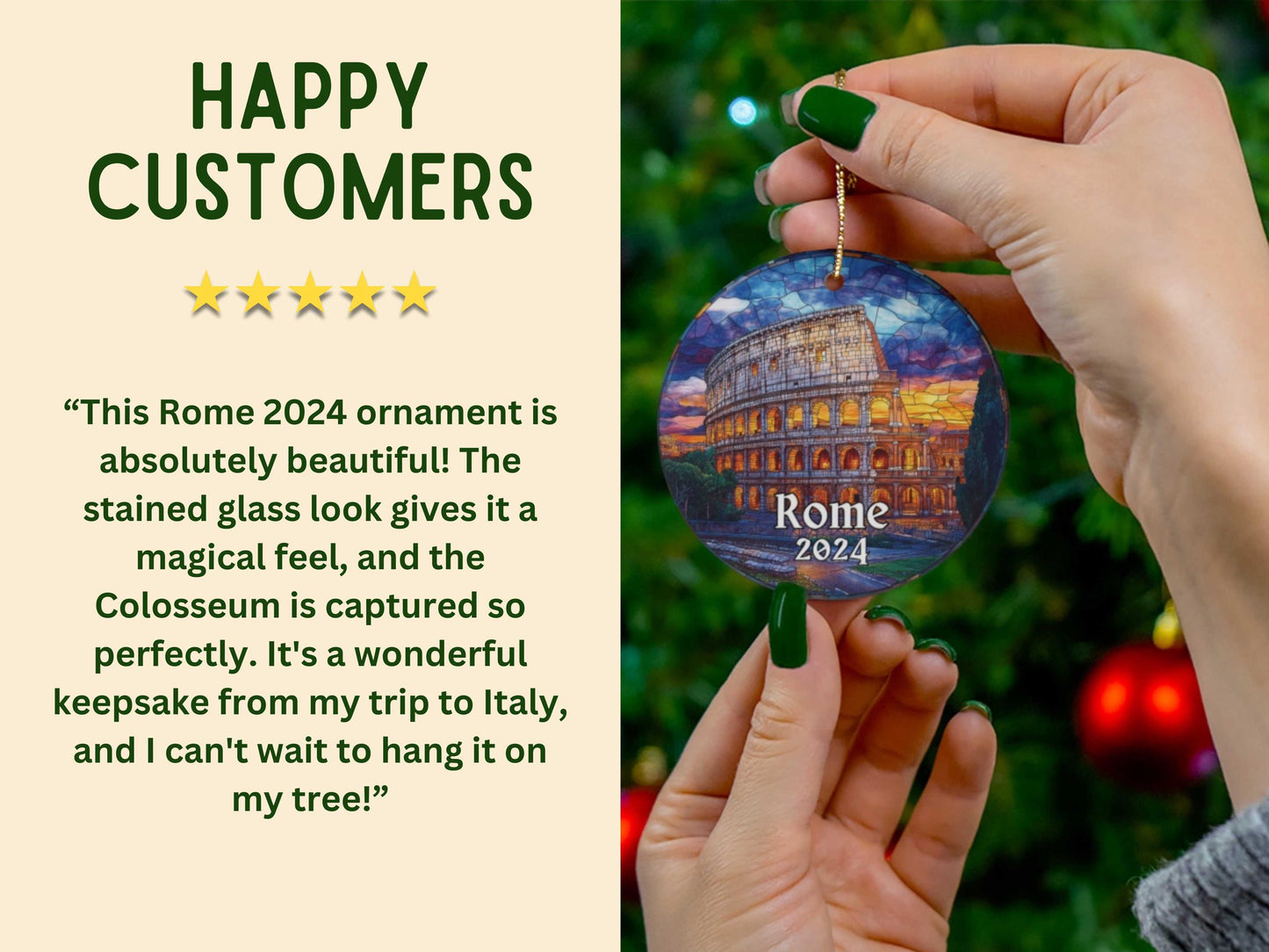 Rome Colosseum Stained Glass Style Ornament