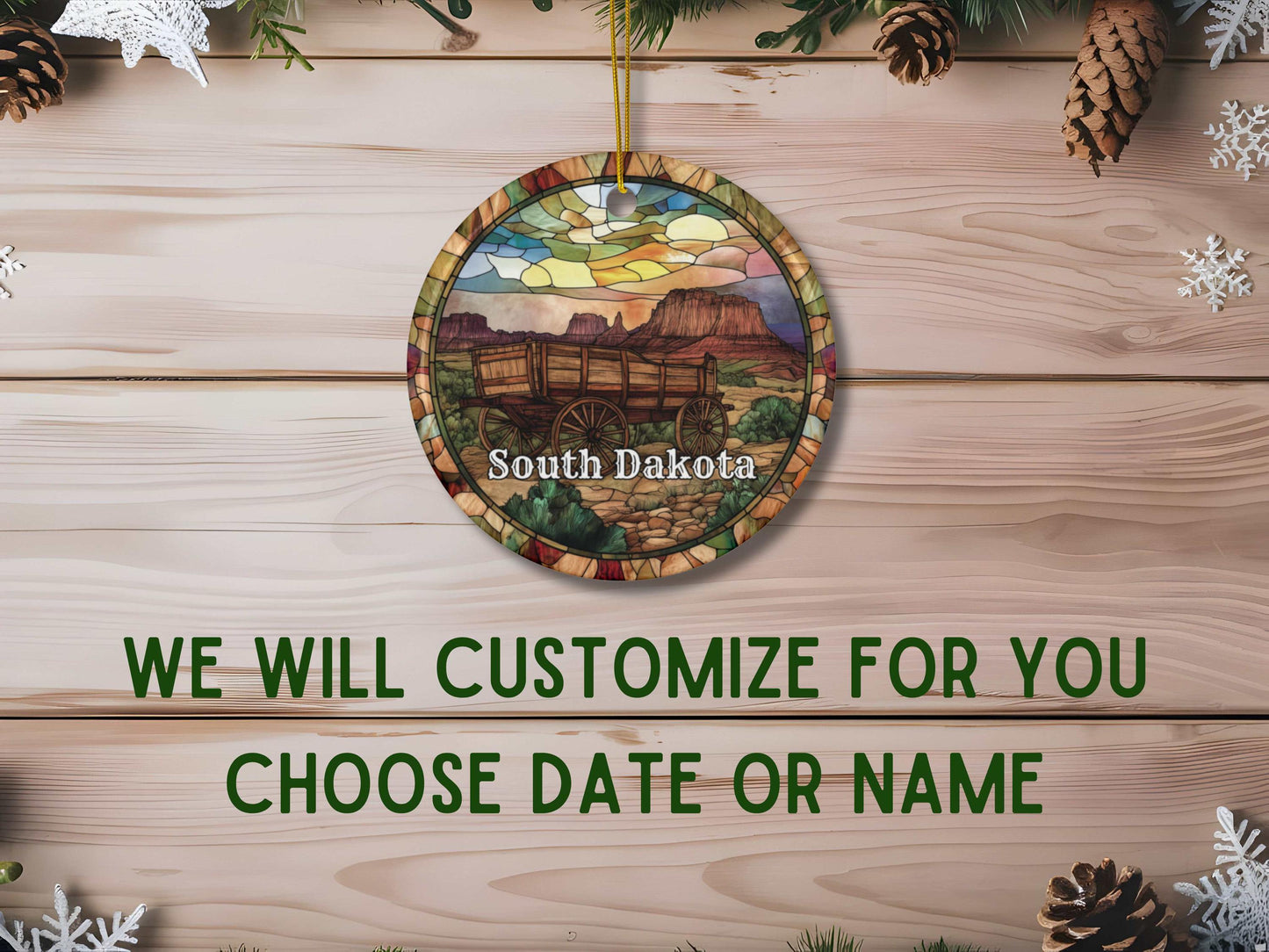 South Dakota Faux Stained Glass Ornament