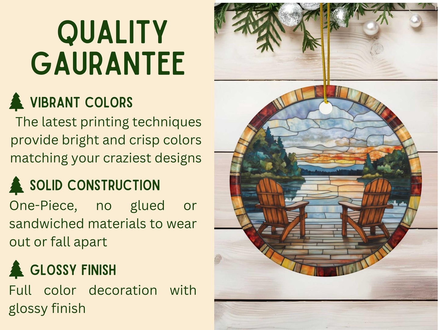 Lake House Faux Stained Glass Ornament