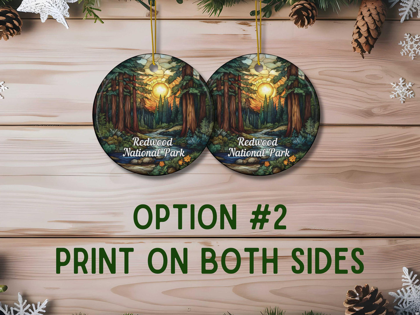 Redwood National Park Stained Glass Style Ornament