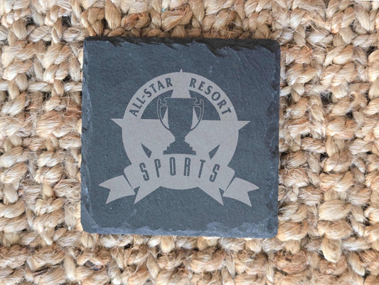 All-Star Resort Drink Coasters, 4 Engraved Slate Coasters