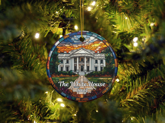 White House Washington D.C. Faux Stained Glass Ornament