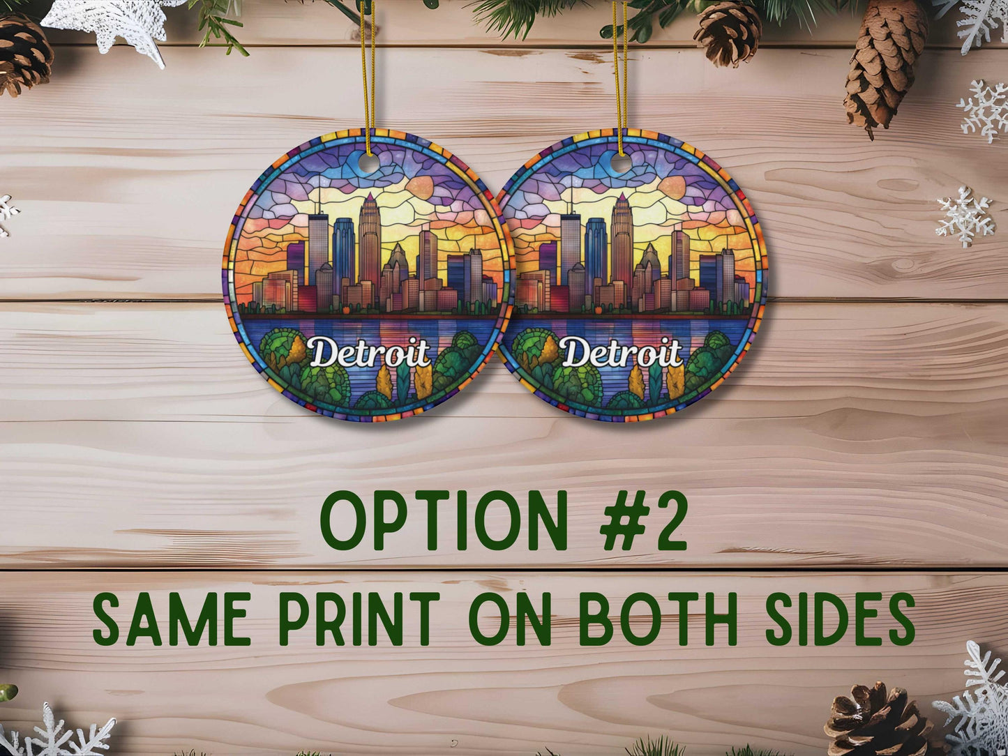 Detroit Faux Stained Glass Style Ornament