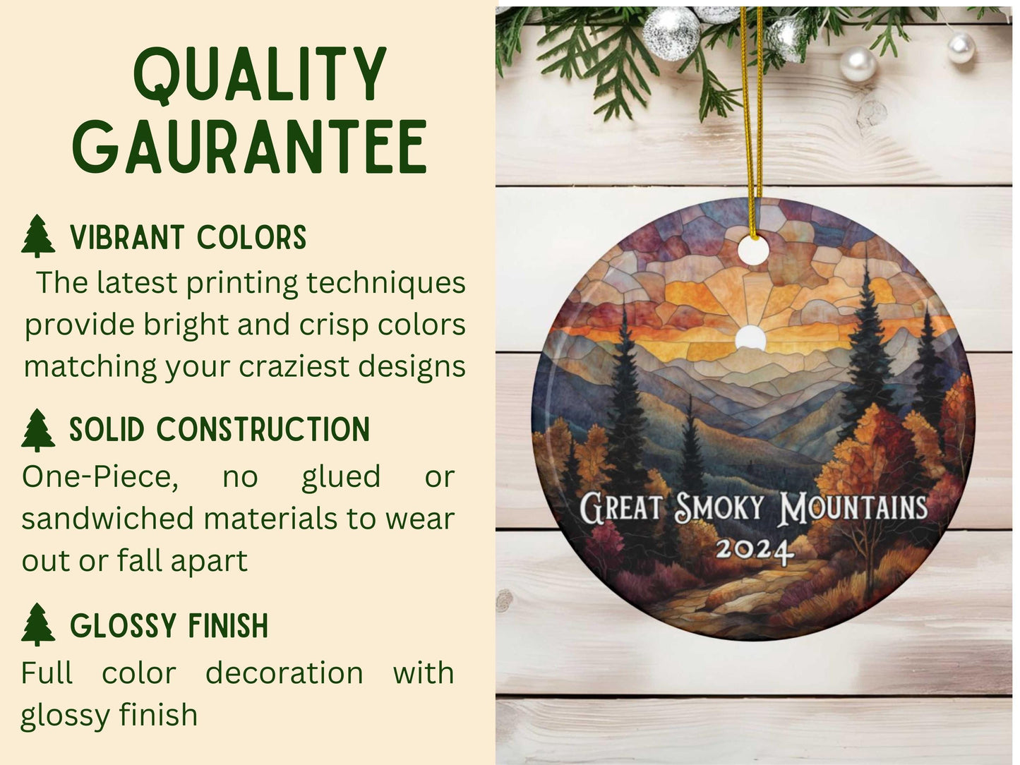Great Smoky Mountains National Park Stained Glass Style Ornament