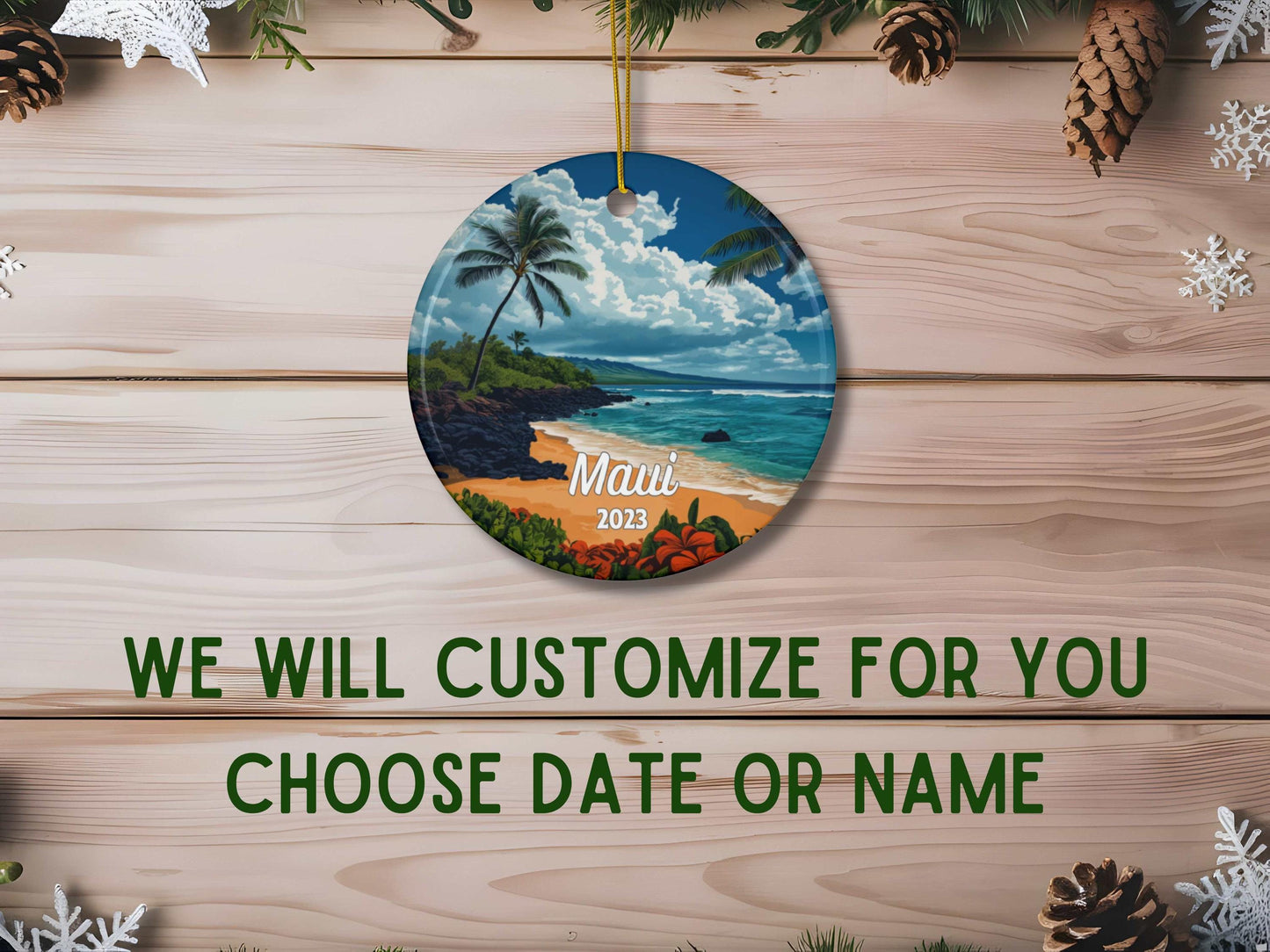 Maui Hawaii Illustrated Ornament