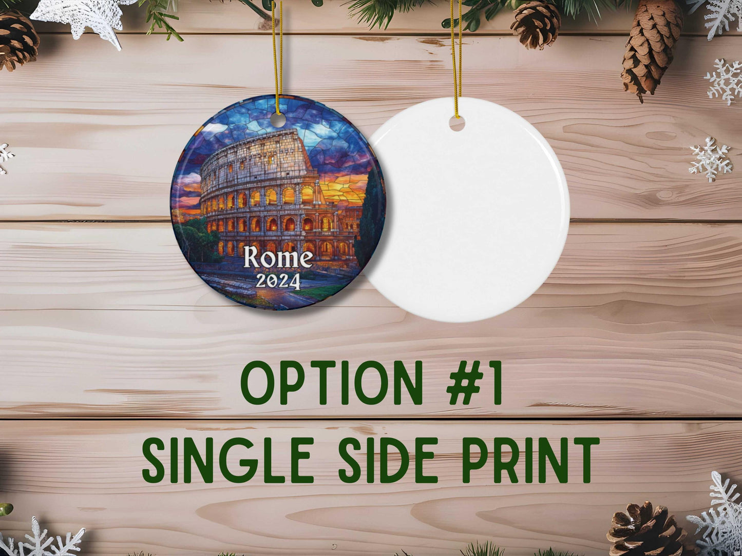 Rome Colosseum Stained Glass Style Ornament