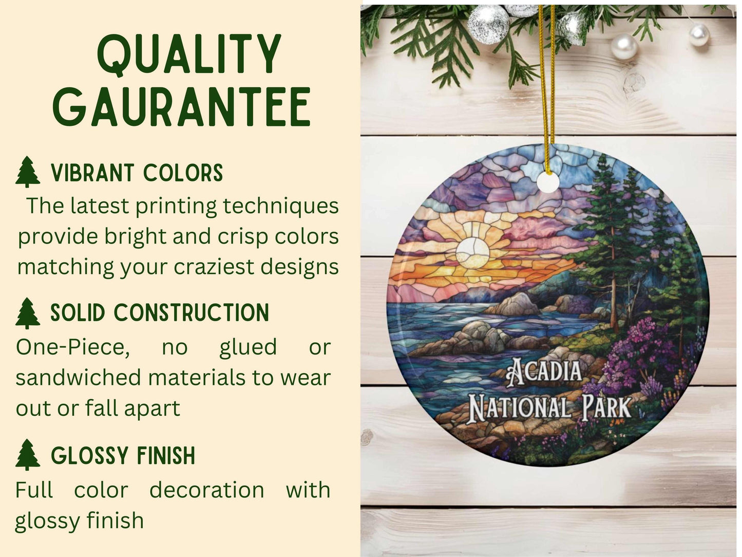 Acadia National Park Faux Stained Glass Ornament