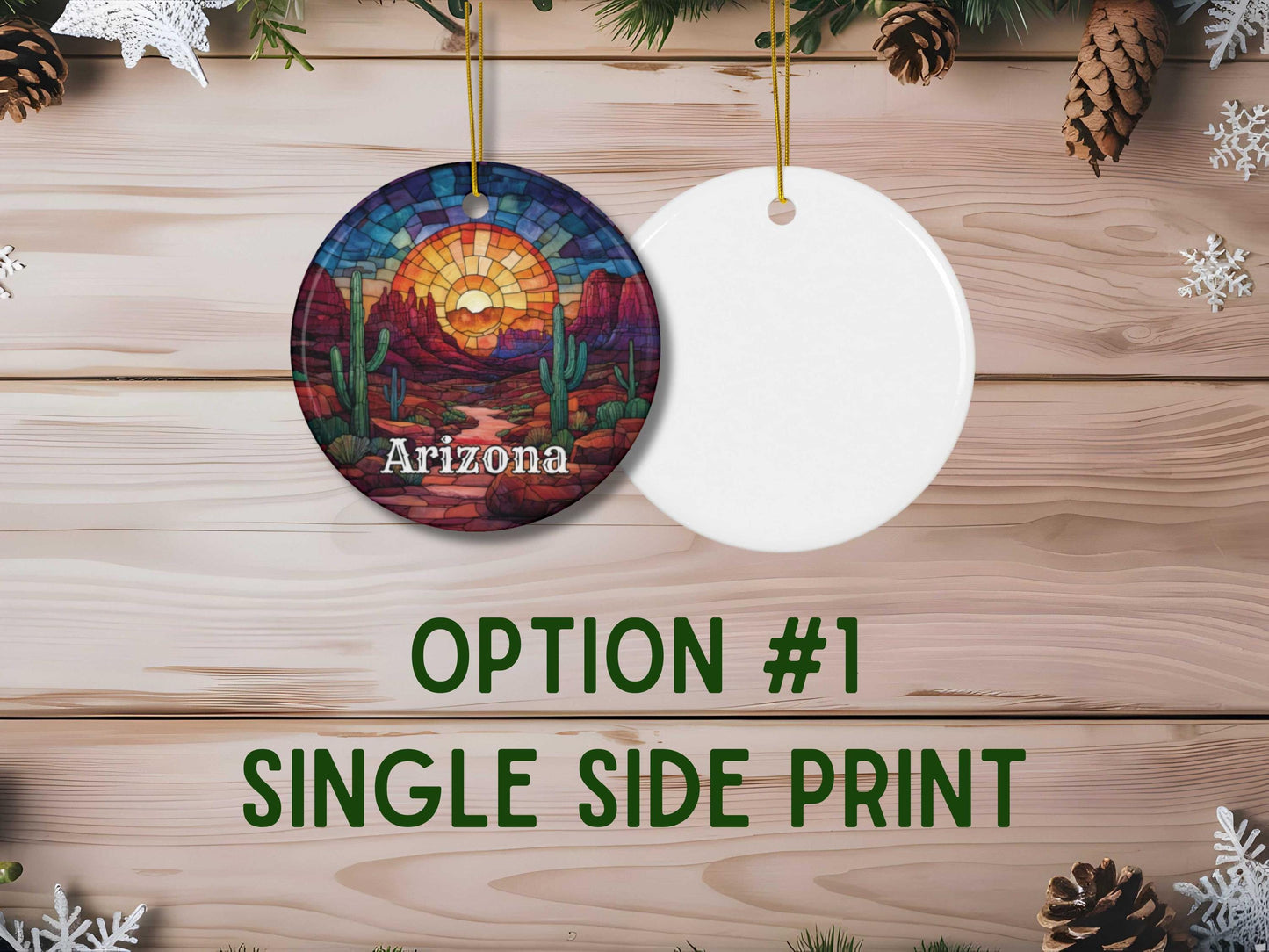 Arizona Desert Faux Stained Glass Ornament