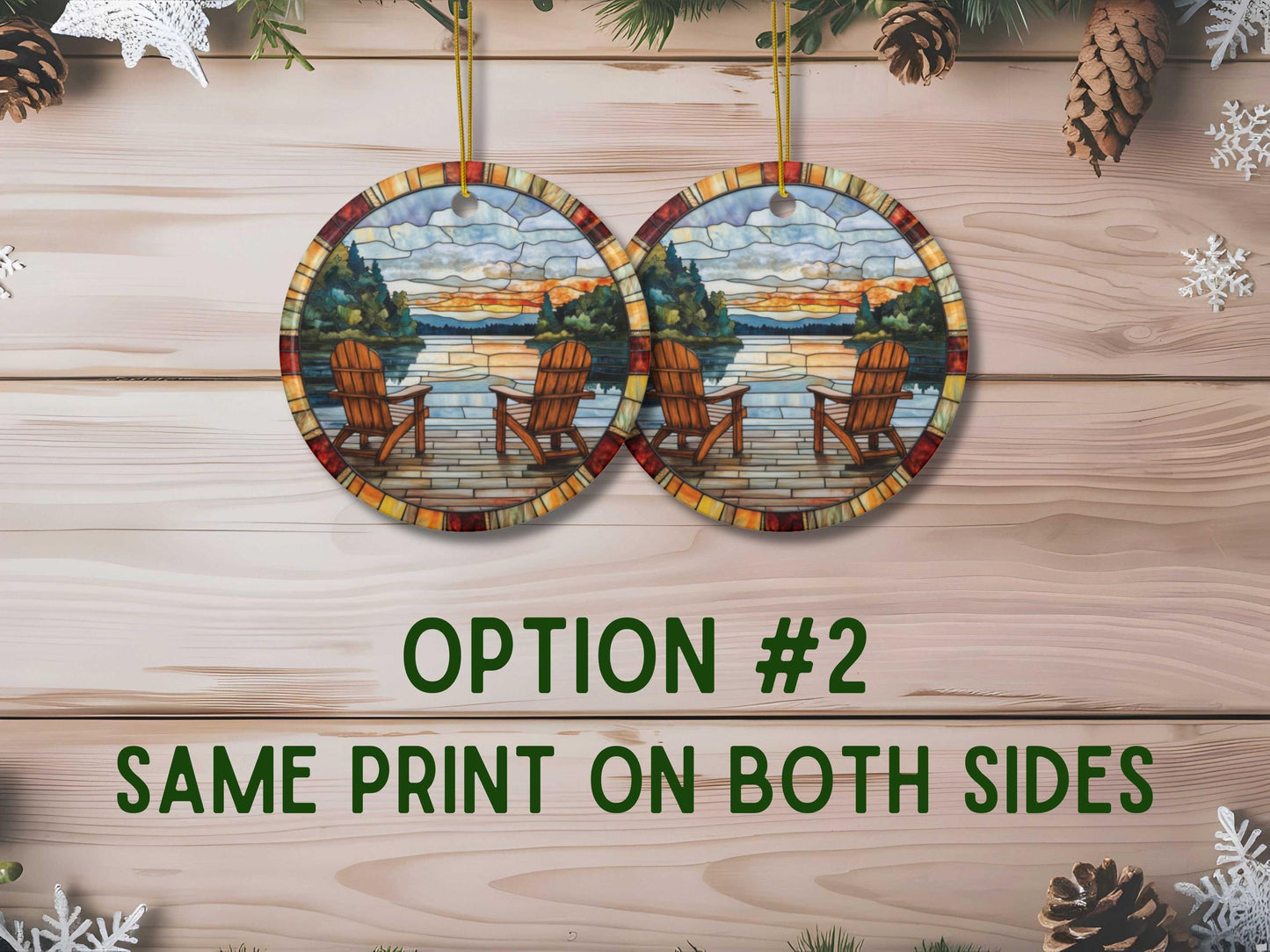 Lake House Faux Stained Glass Ornament