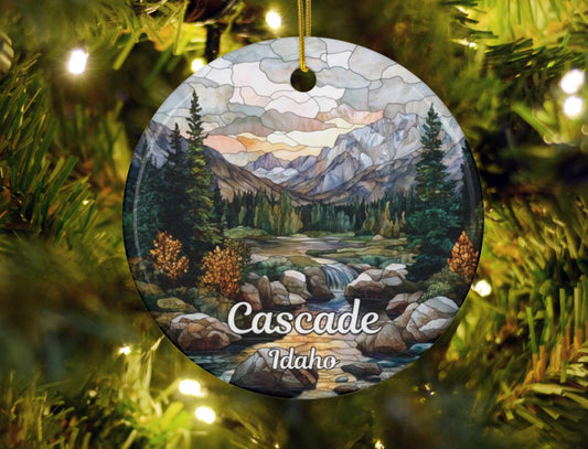 Cascade Idaho Stained Glass Style Ornament