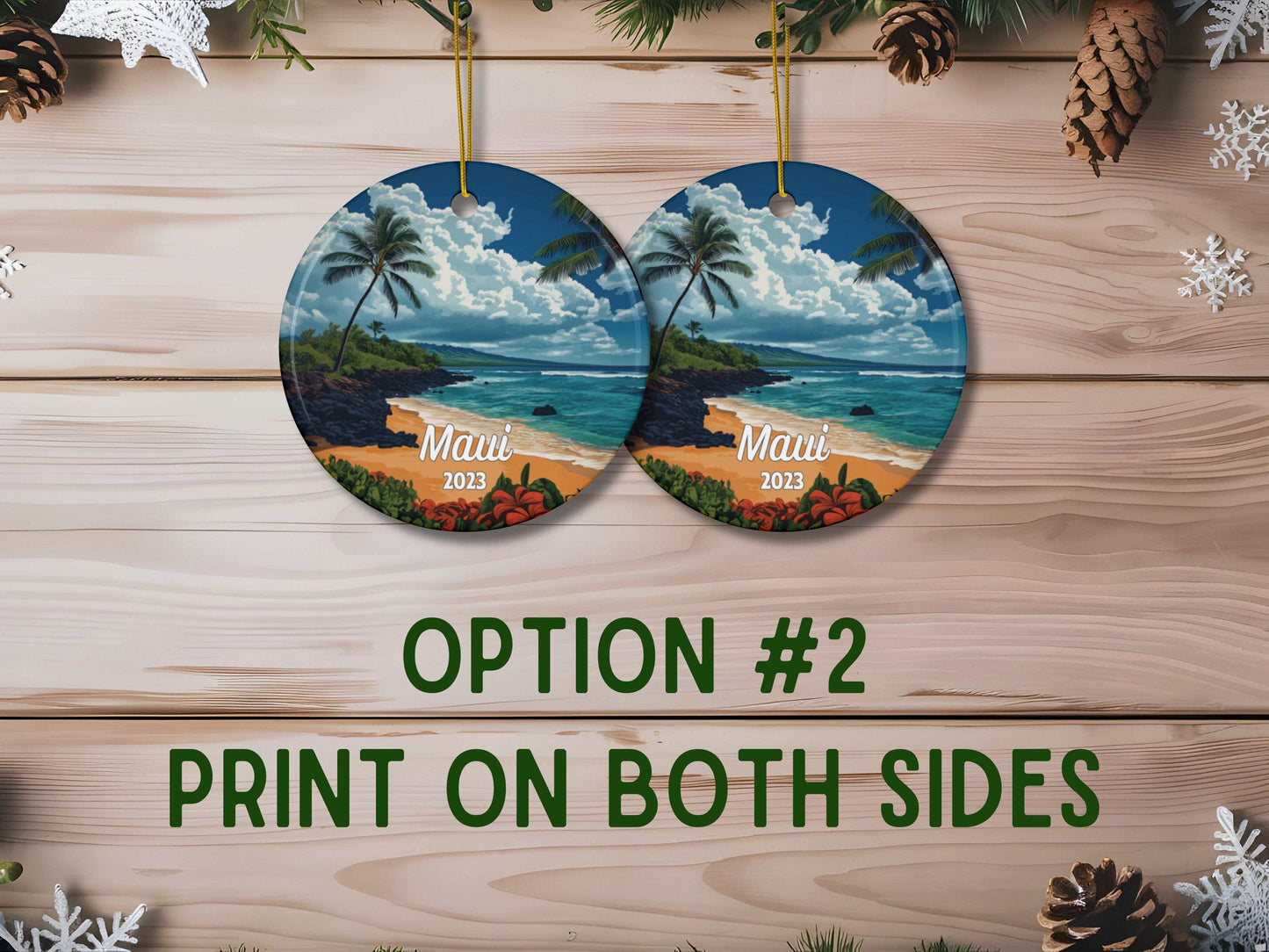Maui Hawaii Illustrated Ornament