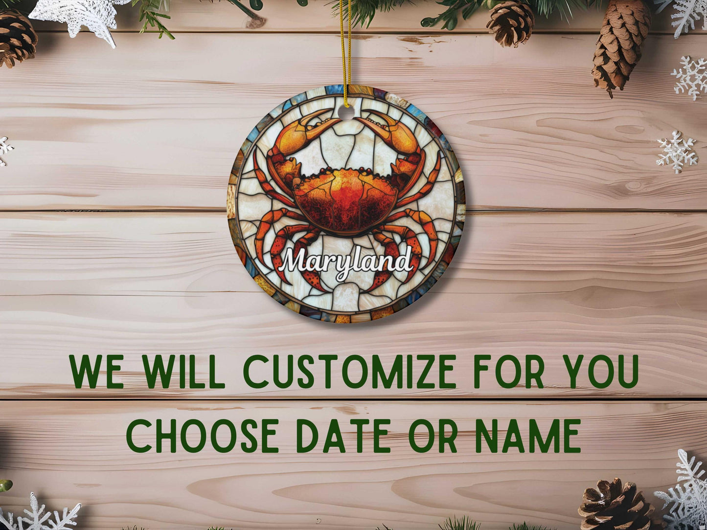 Maryland Stained Glass Style Ornament