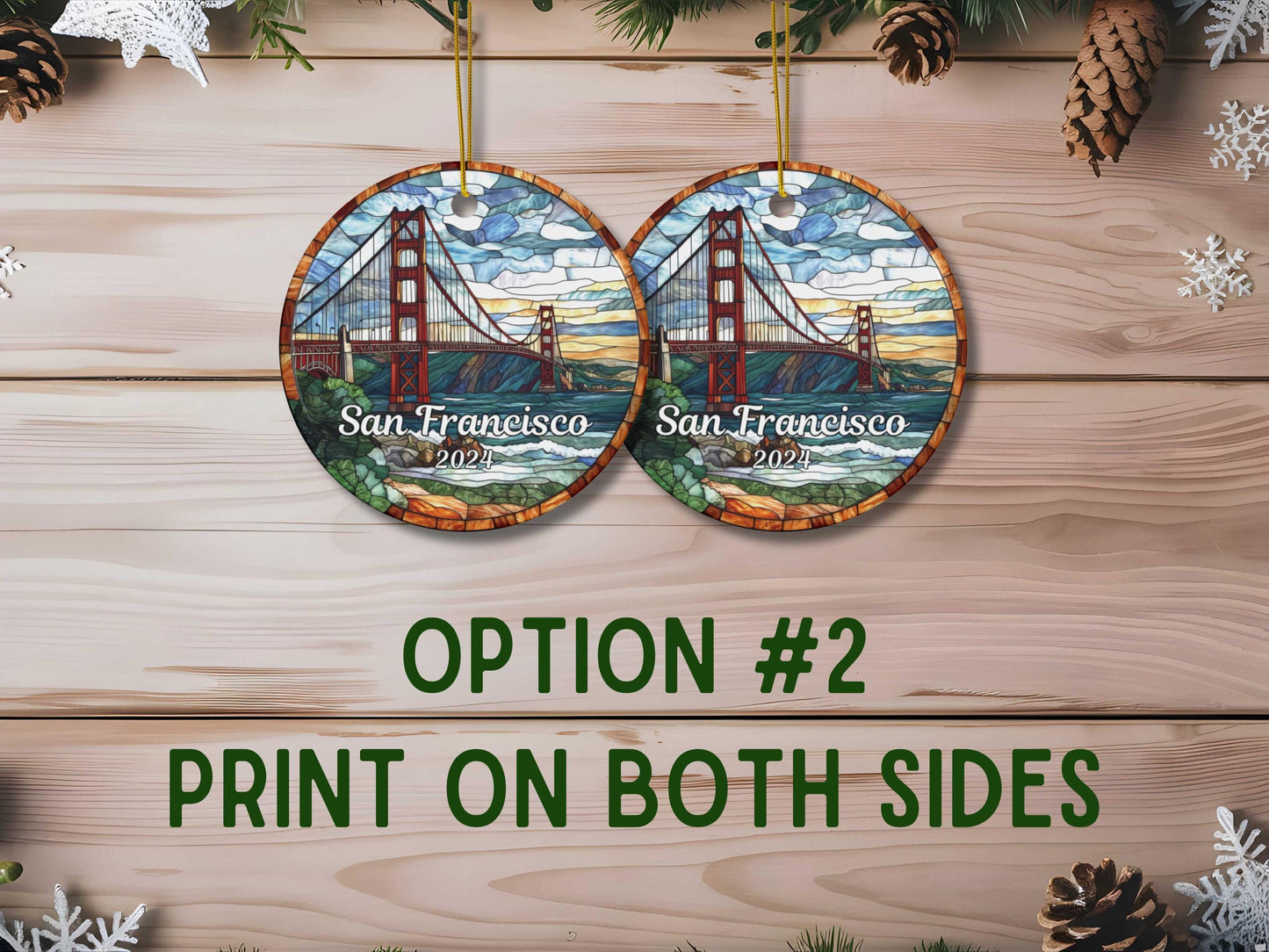 Golden Gate Bridge Stained Glass Style Ornament