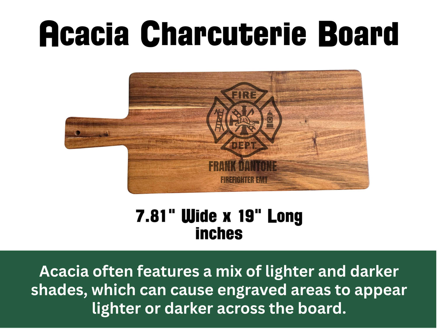 Personalized Firefighter Cutting Board or Charcuterie Board, Fire Dept Gift