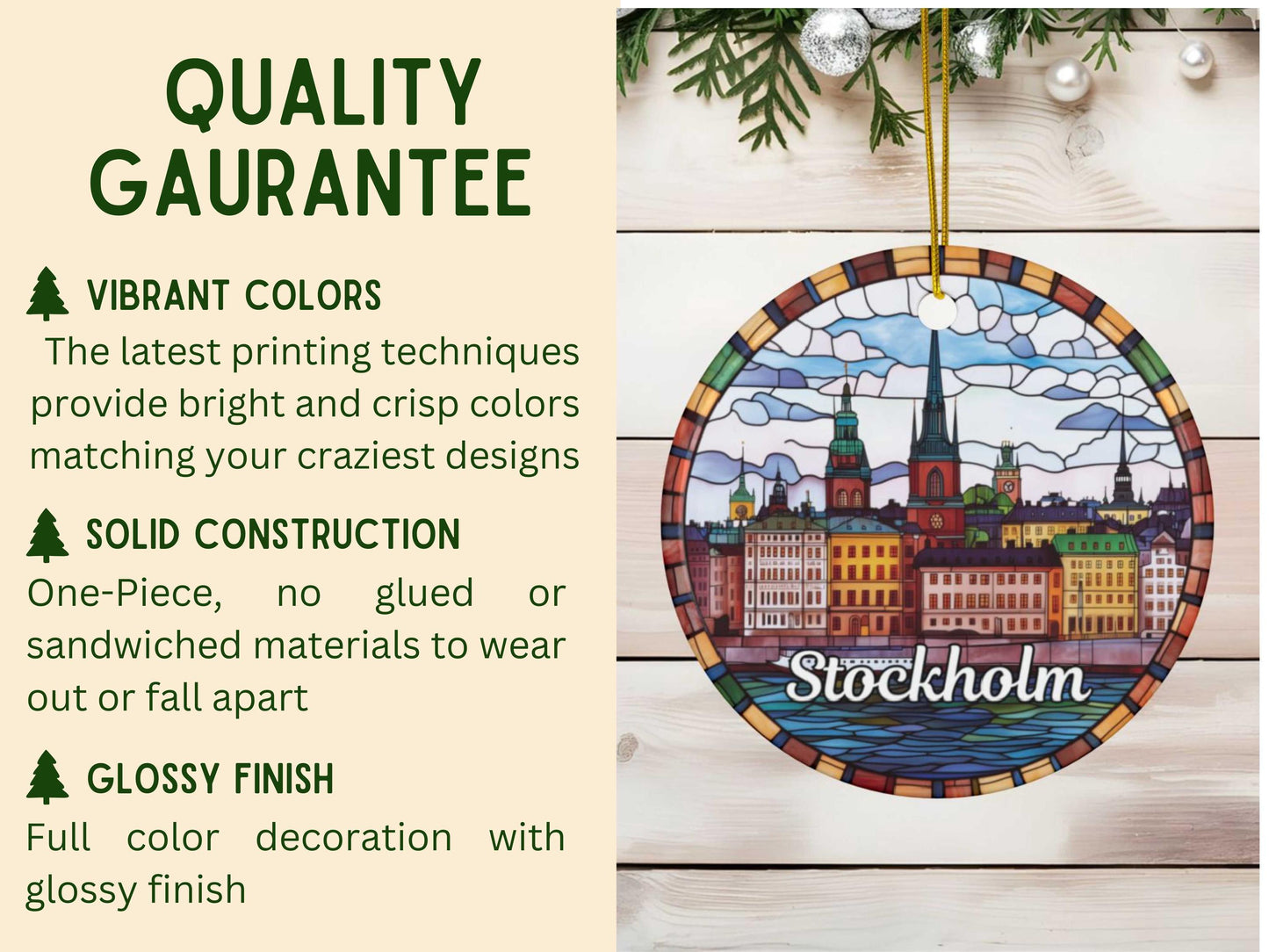Stockholm Stained Glass Style Ornament