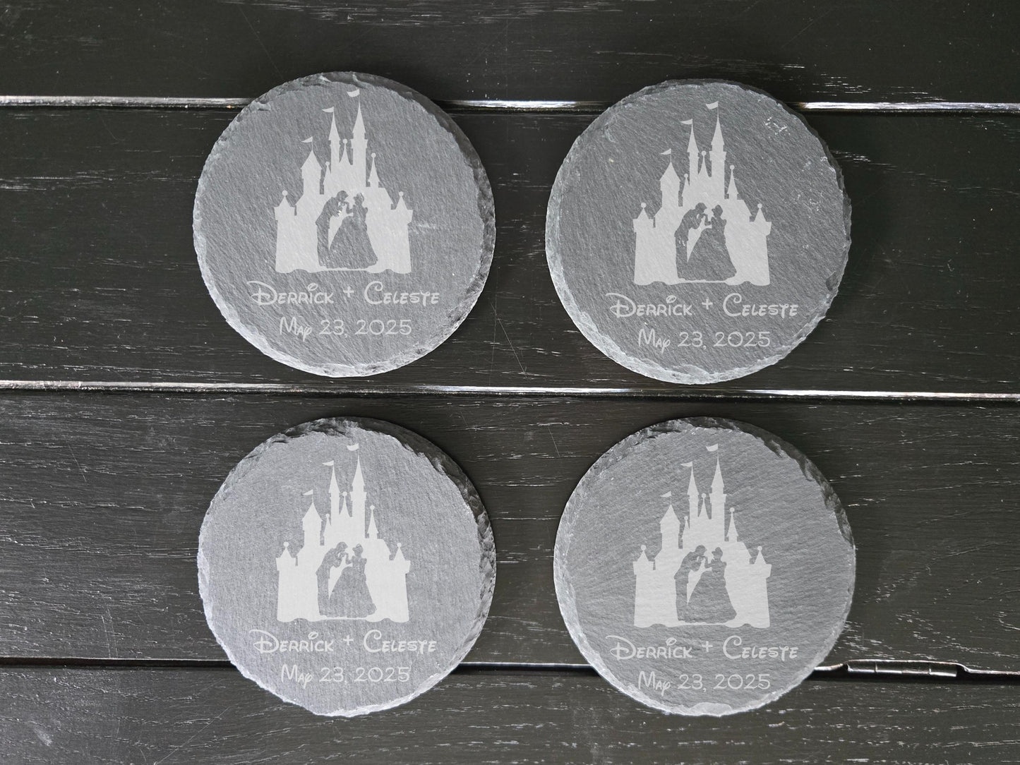 Personalized Disney Couple Mickey & Minnie Drink Coaster Set