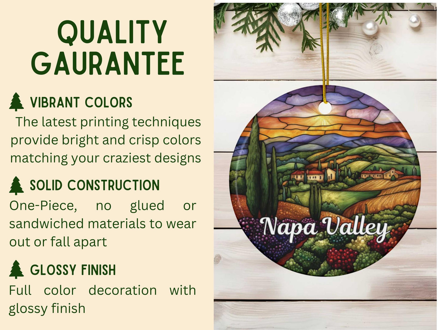 Napa Valley Faux Stained Glass Ornament