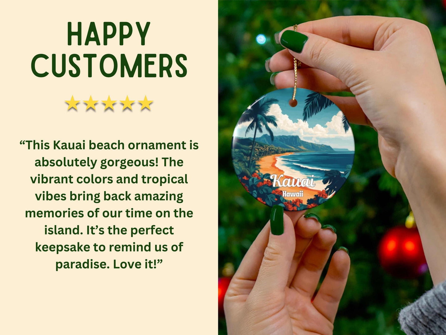 Kauai Hawaii Illustrated Ornament