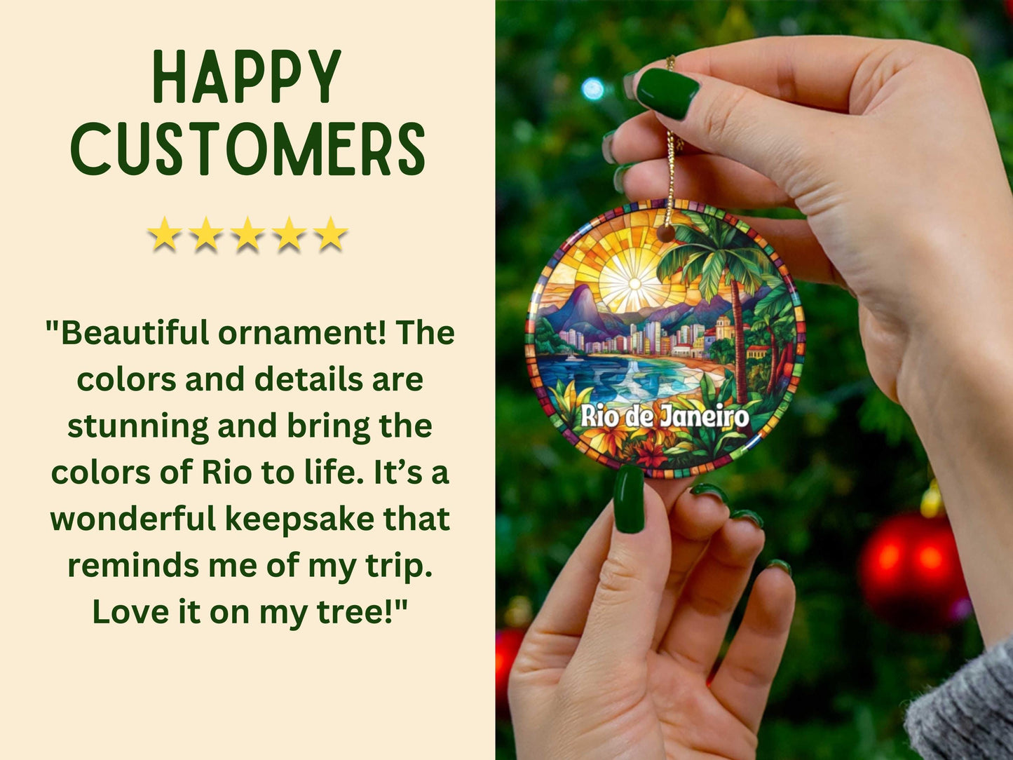 Rio de Janeiro Brazil Faux Stained Glass Ornament