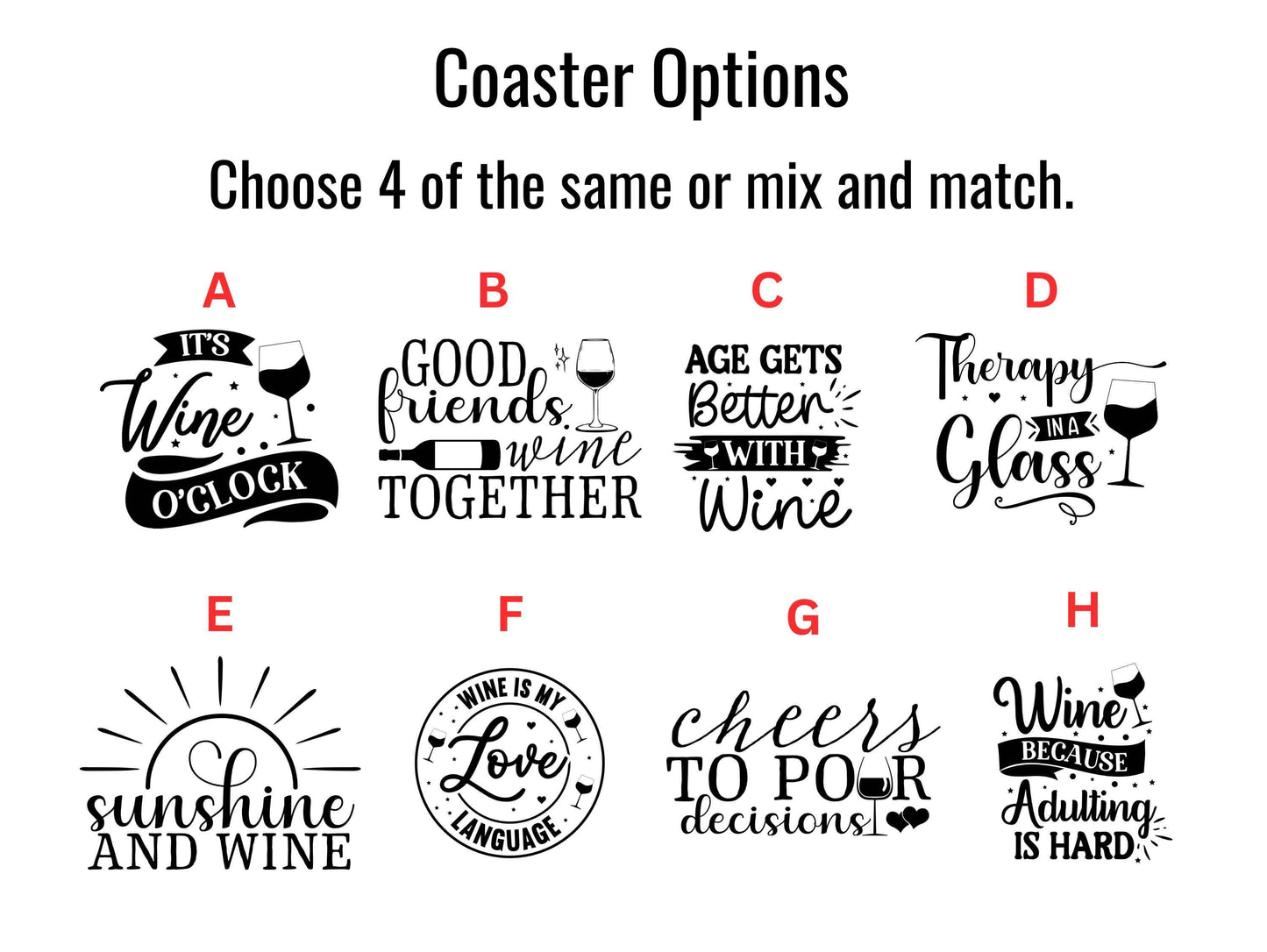 Set of 4 Wine Drinkers Coasters