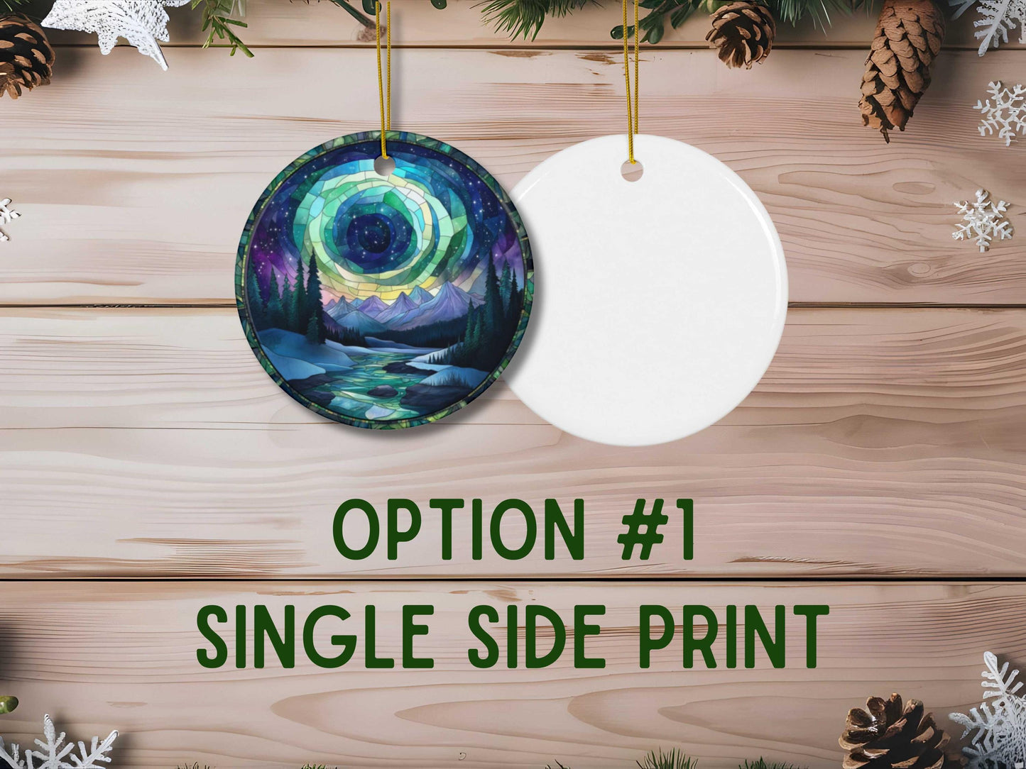 Northern Lights Stained Glass Style Christmas Ornament