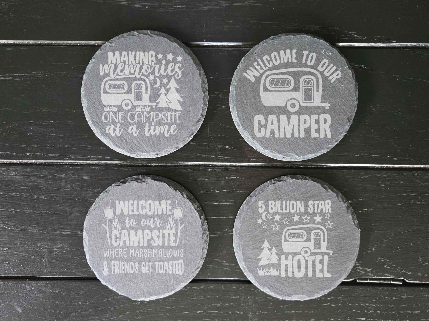 Slate RV Camping Coasters Set of 4