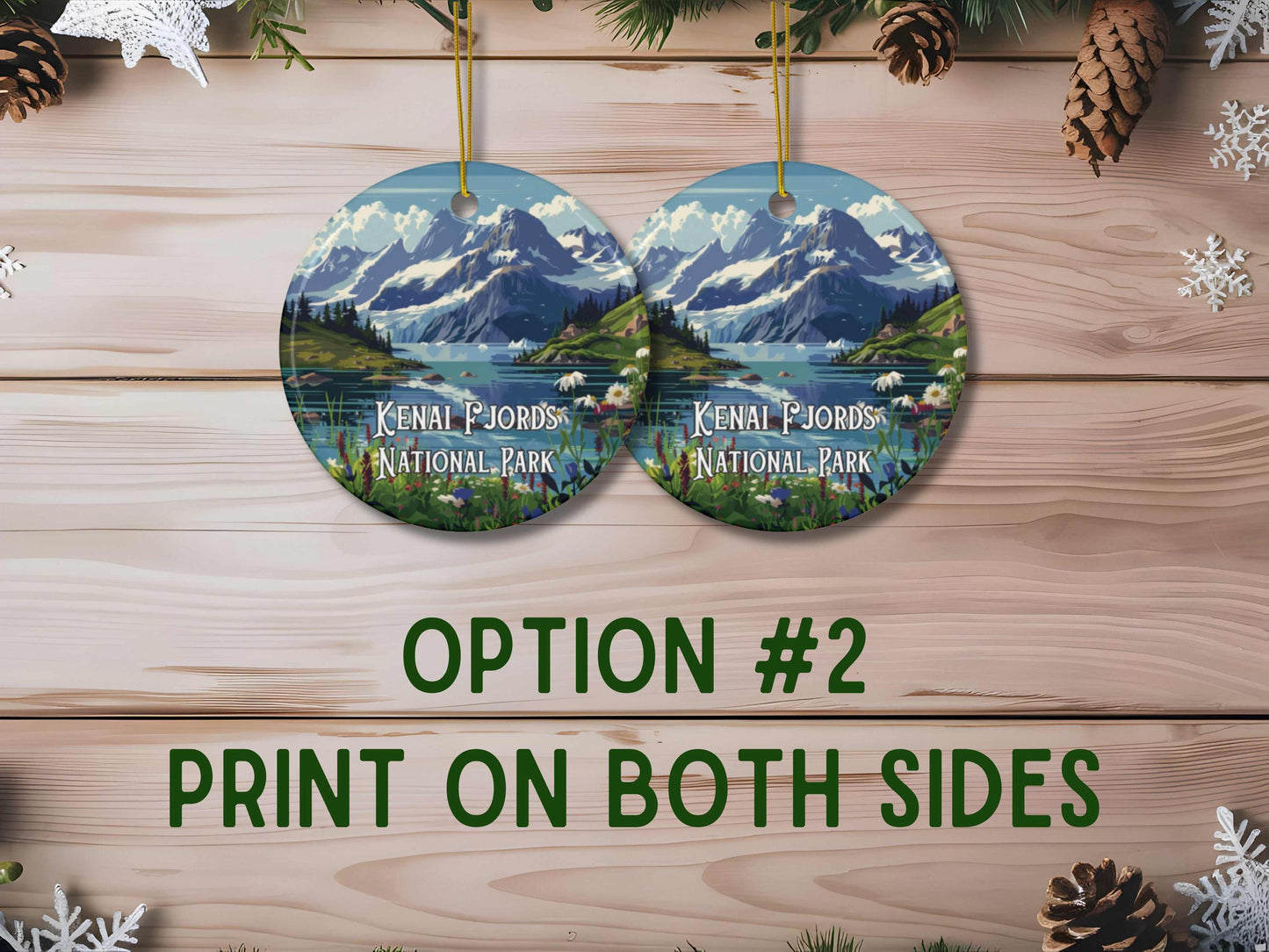 Kenai Fjords Illustrated Ornament - Alaska Holiday Decor Christmas