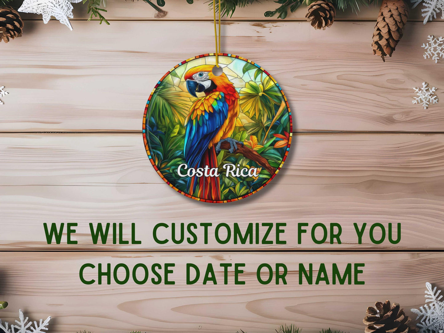 Costa Rica Faux Stained Glass Ornament