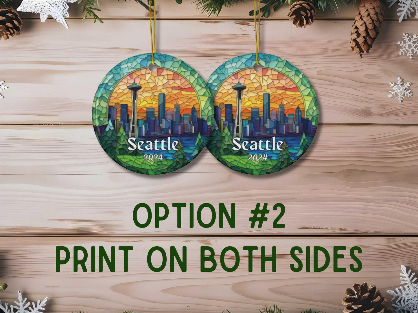 Seattle Skyline Faux Stained Glass Ornament